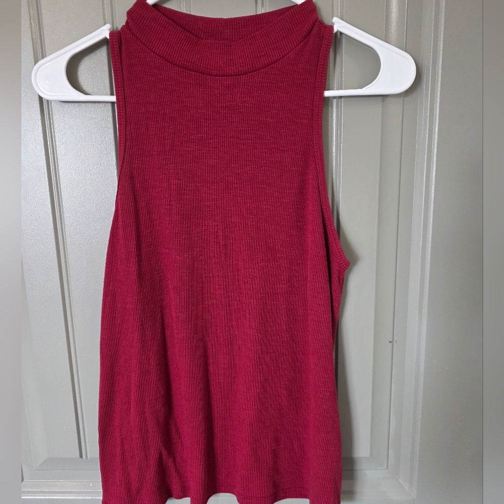 SO Womans Medium Dark Red Sleeveless Shirt High Neckline Nwot